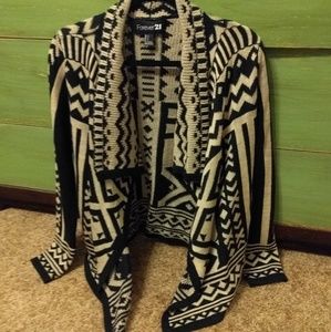 Aztec Print Draped  Front Sweater